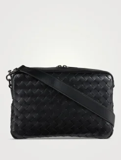 Intrecciato Leather Crossbody Camera Bag