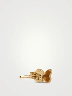 Jac+Jo Amanda 14K Gold Butterfly Stud Earring With Diamond