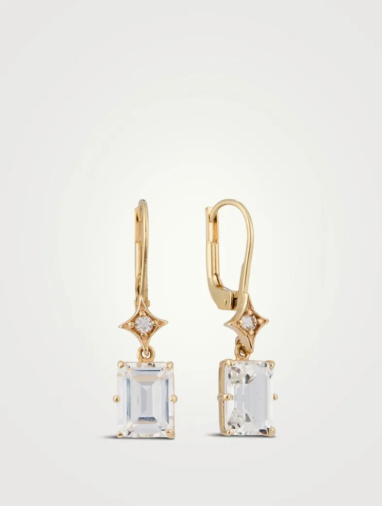 Jac+Jo Aurora 14K Gold Rectangle Drop Earrings With Topaz