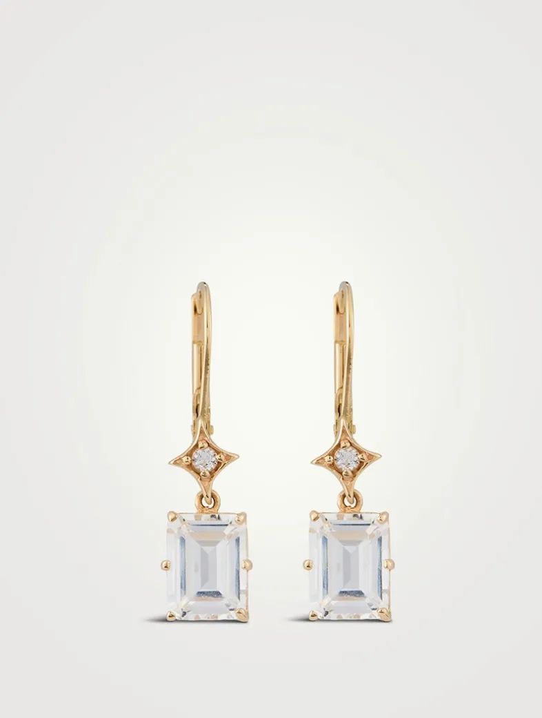Jac+Jo Aurora 14K Gold Rectangle Drop Earrings With Topaz