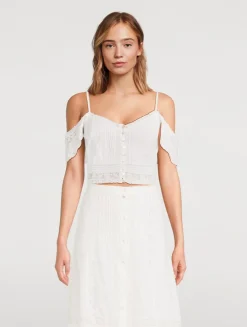 Jenae Off-The-Shoulder Embroidered Lace Blouse