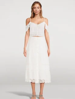 Jenae Off-The-Shoulder Embroidered Lace Blouse