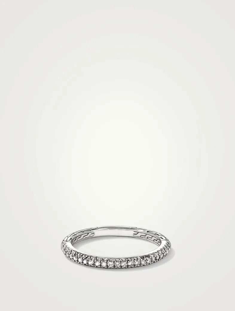 JH Essentials Sterling Silver Pavé Diamond Band Ring