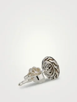 JH Essential Sterling Silver Stud Earrings With Pavé Diamonds