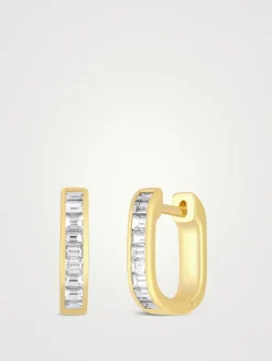Jumbo Lola 14K White Gold Huggie Hoop Earrings With Diamonds