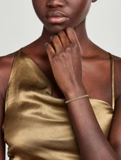 14K Gold Beaded Bracelet With Gold Pavé Diamond Ball