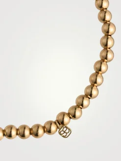 14K Gold Beaded Bracelet With Tiny 14K Gold Pure Butterfly Charm