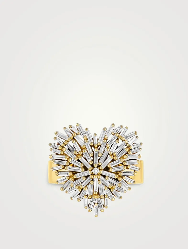 18K Gold Classic Diamond Medium Heart Ring