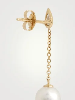 14K Gold Drop Earrings With Pearls And Diamonds