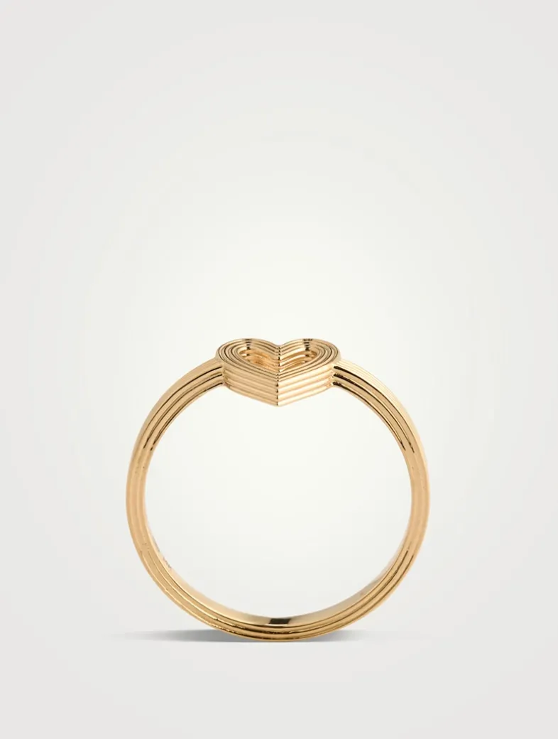 14K Gold Mini Fluted Heart Ring