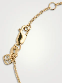 14K Gold Mini Moroccan Charm Chain Bracelet With Diamond