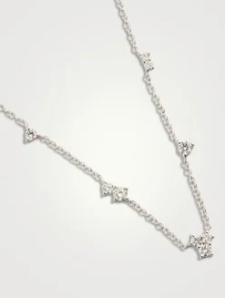 14K Gold Multi Diamond Cluster Necklace