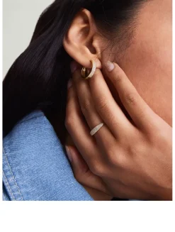 14K Gold Pavé Diamond Slim Signet Ring