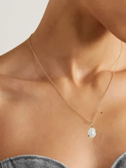14K Gold Pearl Gem Pendant Necklace
