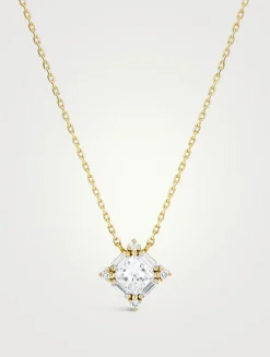 18K Gold Princess Midi Diamond Pendant Necklace