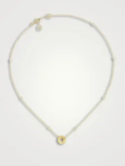 18K Gold Round Pendant And Star Necklace