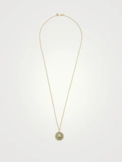 14K Gold Snake Zodiac Charm Necklace With Diamonds