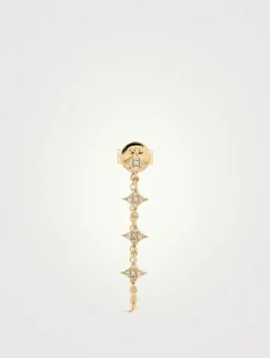 14K Gold Triple Prong Set Diamond Earring