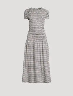 Kiria Smocked Midi Dress In Gingham Print