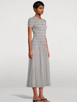 Kiria Smocked Midi Dress In Gingham Print