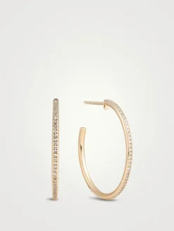 14K Rose Gold Half Diamond Essential Hoop Earrings