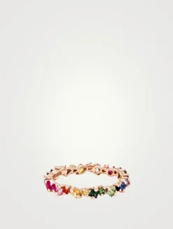 18K Rose Gold La Fantaisie Cosmic Rainbow Sapphire Eternity Band