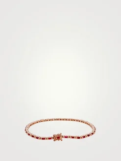18K Rose Gold Linear Ruby Tennis Bracelet