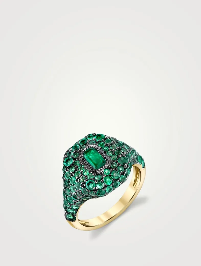 18K Rose Gold Pave Pinky Ring With Pink Sapphire