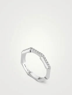 18K White Gold Link To Love Ring With Diamonds