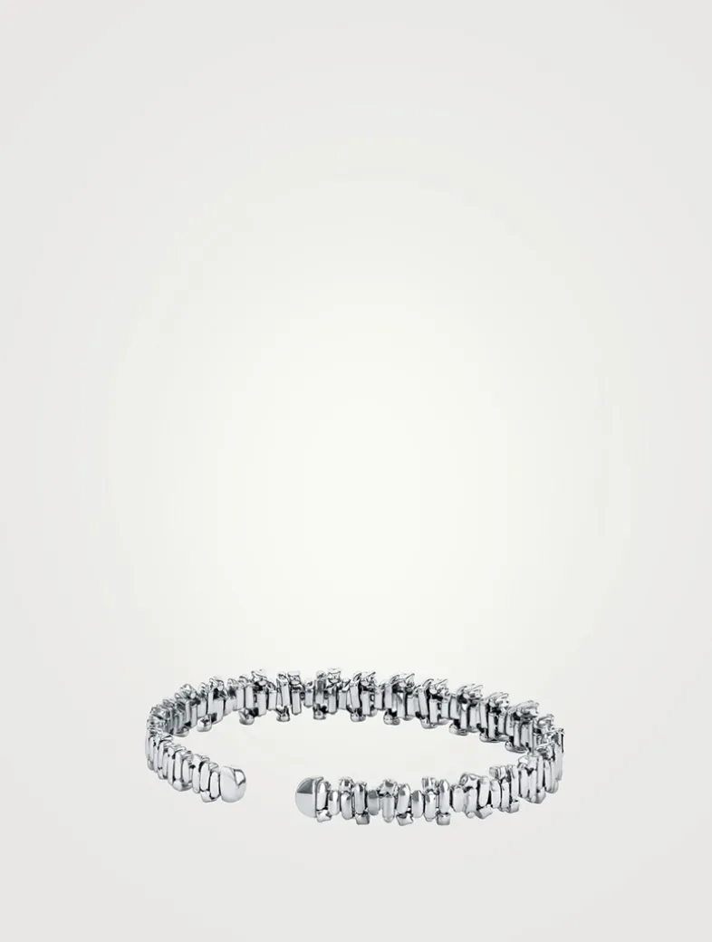 18K White Gold Shimmer Aurora Sapphire Bangle Bracelet