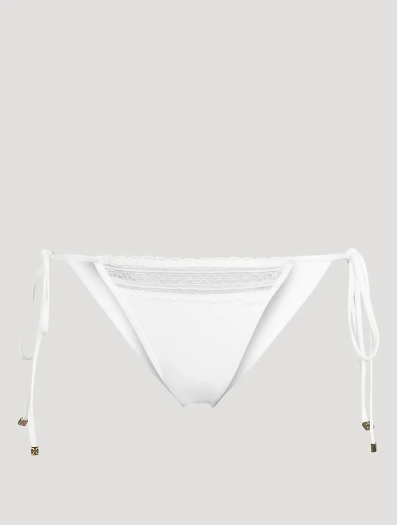 Lace Inset String Bikini Bottom