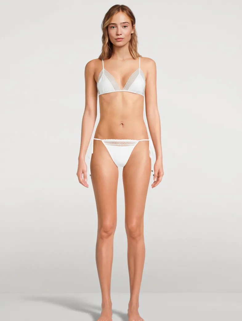 Lace Inset String Bikini Bottom