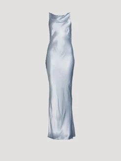 La Lune High-Neck Cowl Long Dress