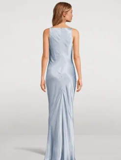 La Lune High-Neck Cowl Long Dress