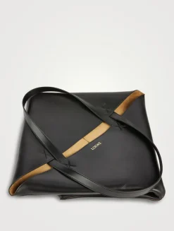 Large Puzzle Fold Leather Tote Bag