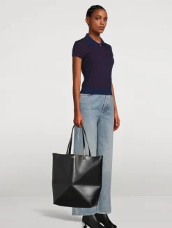Large Puzzle Fold Leather Tote Bag
