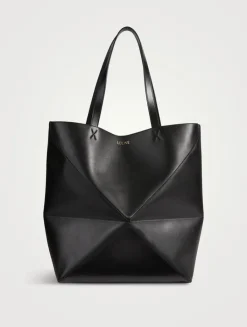 Large Puzzle Fold Leather Tote Bag