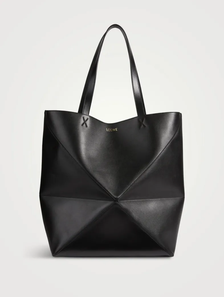 Large Puzzle Fold Leather Tote Bag