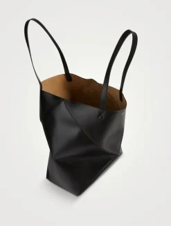 Large Puzzle Fold Leather Tote Bag