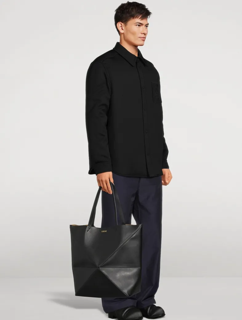 Large Puzzle Fold Leather Tote Bag