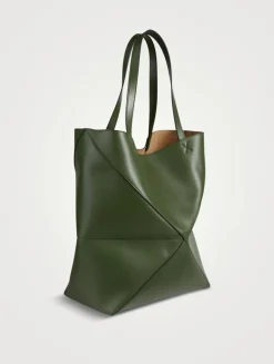 Large Puzzle Fold Leather Tote Bag