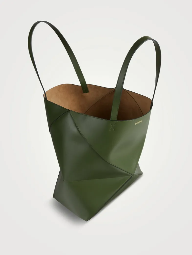 Large Puzzle Fold Leather Tote Bag