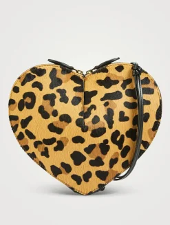 Le Cœur Calf Hair Crossbody Bag In Leopard Print