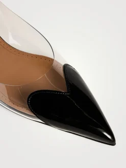 Le Cœur Patent Leather And PVC Slingback Flats