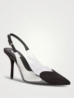Le Cœur Suede And PVC Slingback Pumps