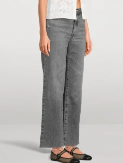 Le Jane Ankle Raw Fray Wide-Leg Jeans