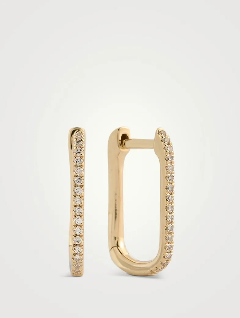 Lola 14K Gold Hoop Earrings With Diamonds