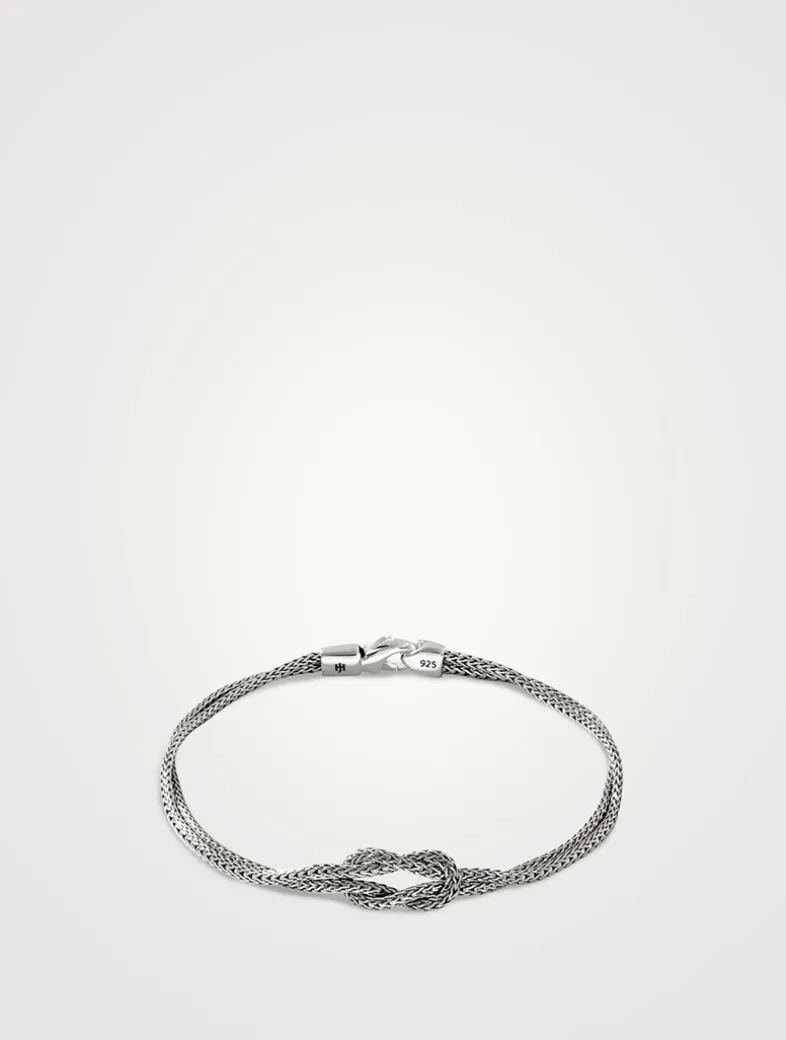 Love Knot Silver 1.8mm Chain Double Row Bracelet