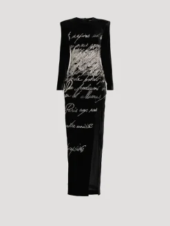 Love Letter-Embellished Velvet Gown