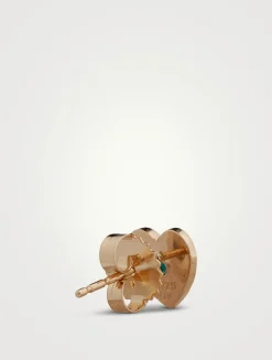 Love Letter 14K Gold Heart Single Stud Earring With Turquoise